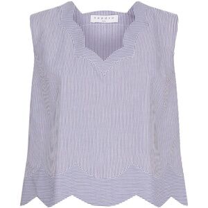 Sandro Paris Blue & White Striped Scalloped Top
